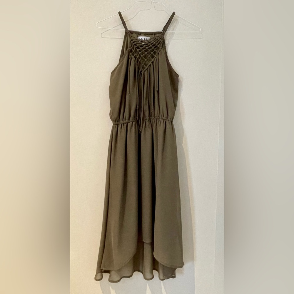Kaki dress, xsmall, cutwork, knees length